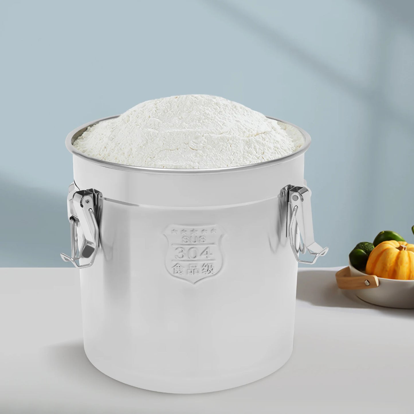 Stainless Steel Airtight Rice Canister With Lid For Kitchen Storage