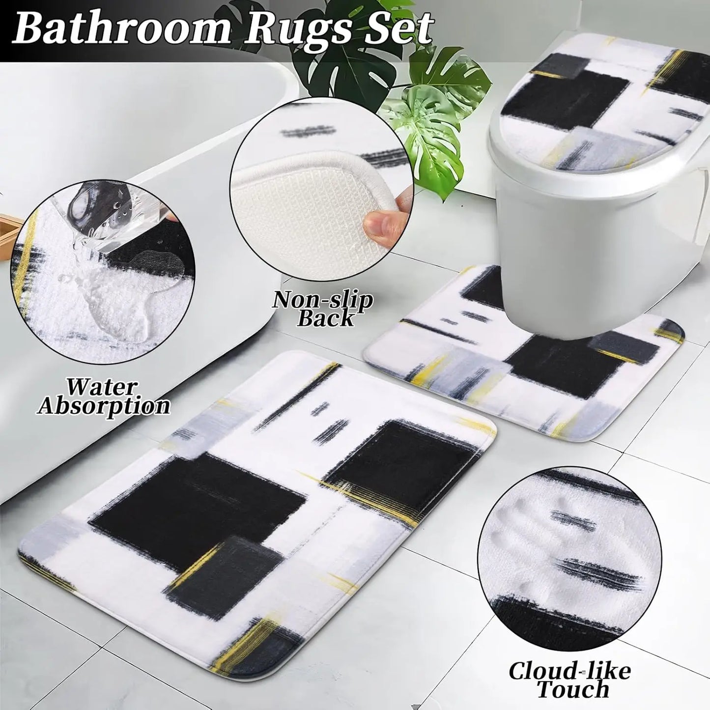 Bathroom Accessories Set With Shower Curtain Trash Can Soap Dispenser