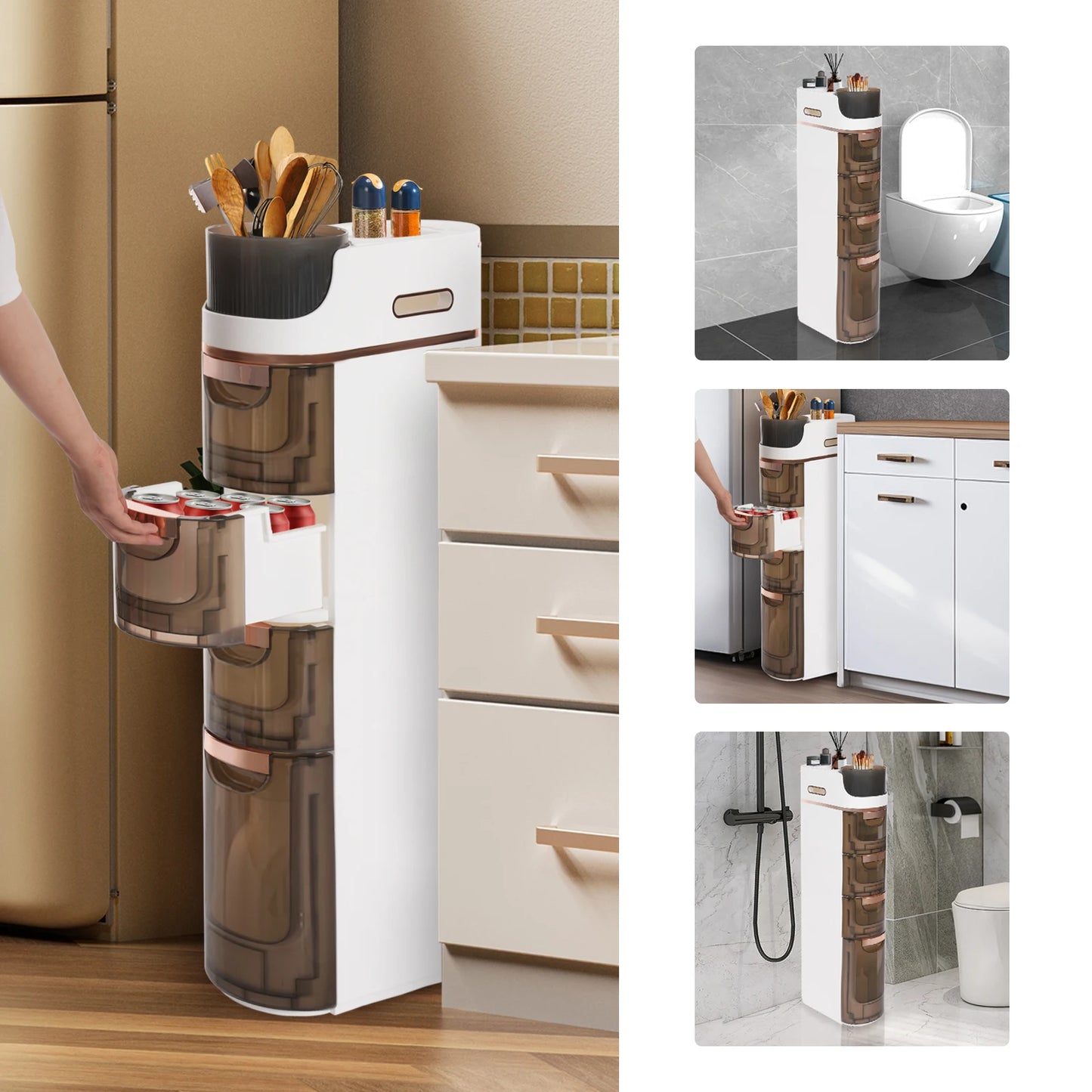 Bymaocar 4-Drawer Slim Bathroom Storage Cart Freestanding Organizer