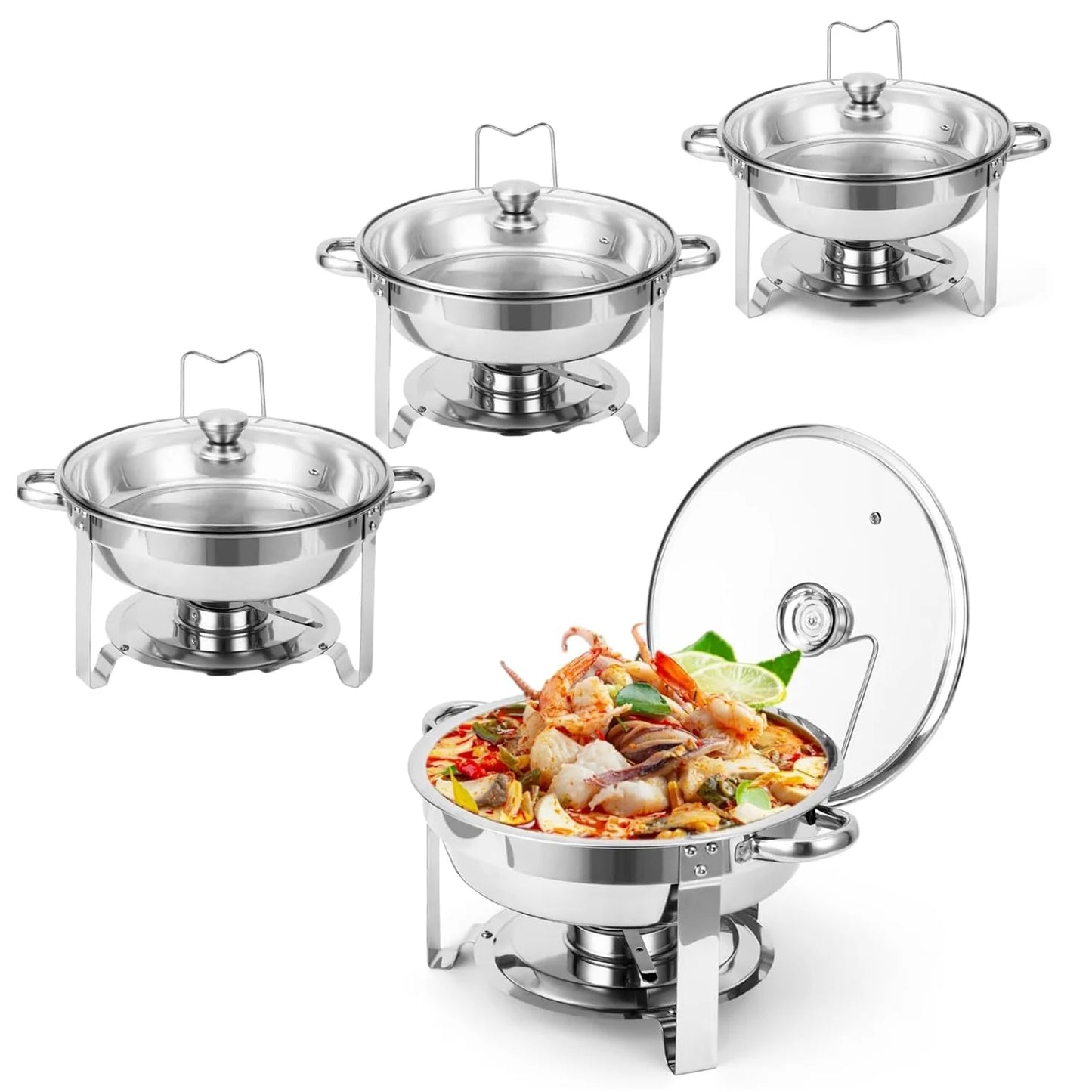 Two Pack Chafing Dish Buffet Set With Glass Lids Holder