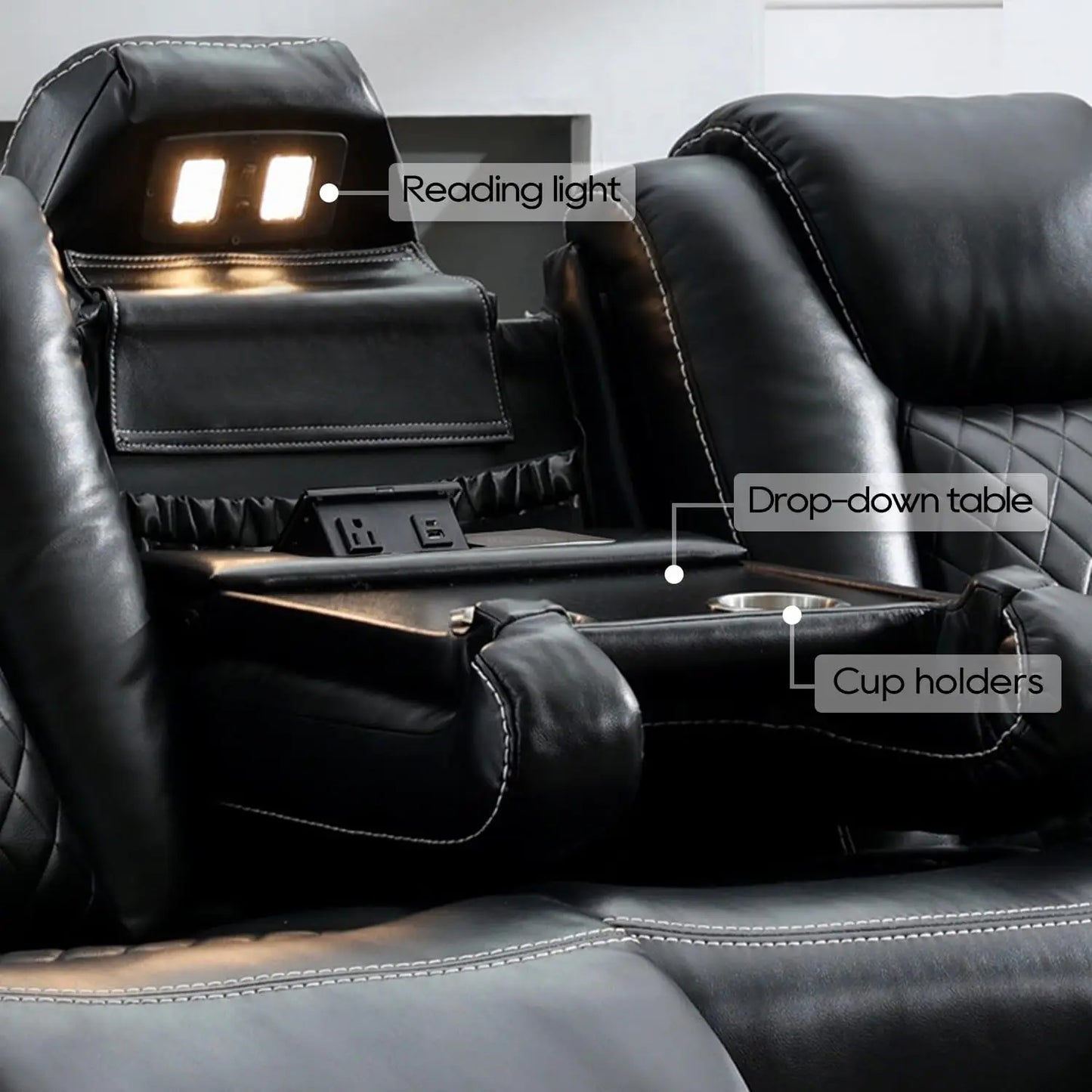 Todrani Power Reclining Sofa With USB TypeC Charger And LED