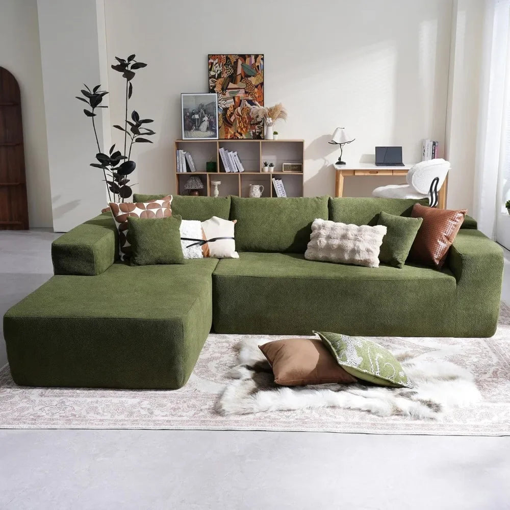 Contemporary Sectional Sofa With Chaise, Plush L-Shape Modular Couch