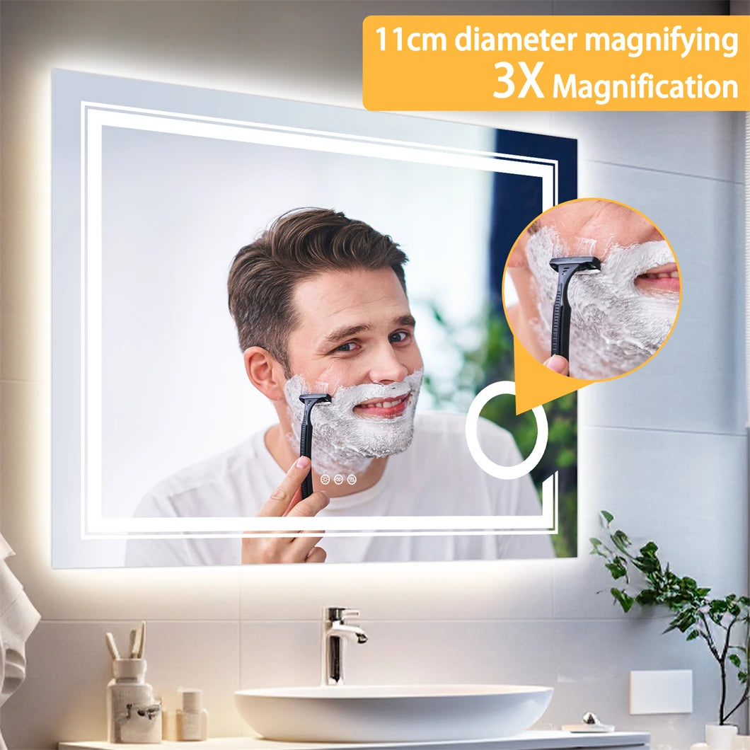 Borwart LED Magnifying Bathroom Mirror With Smart Touch Backlit Demisting