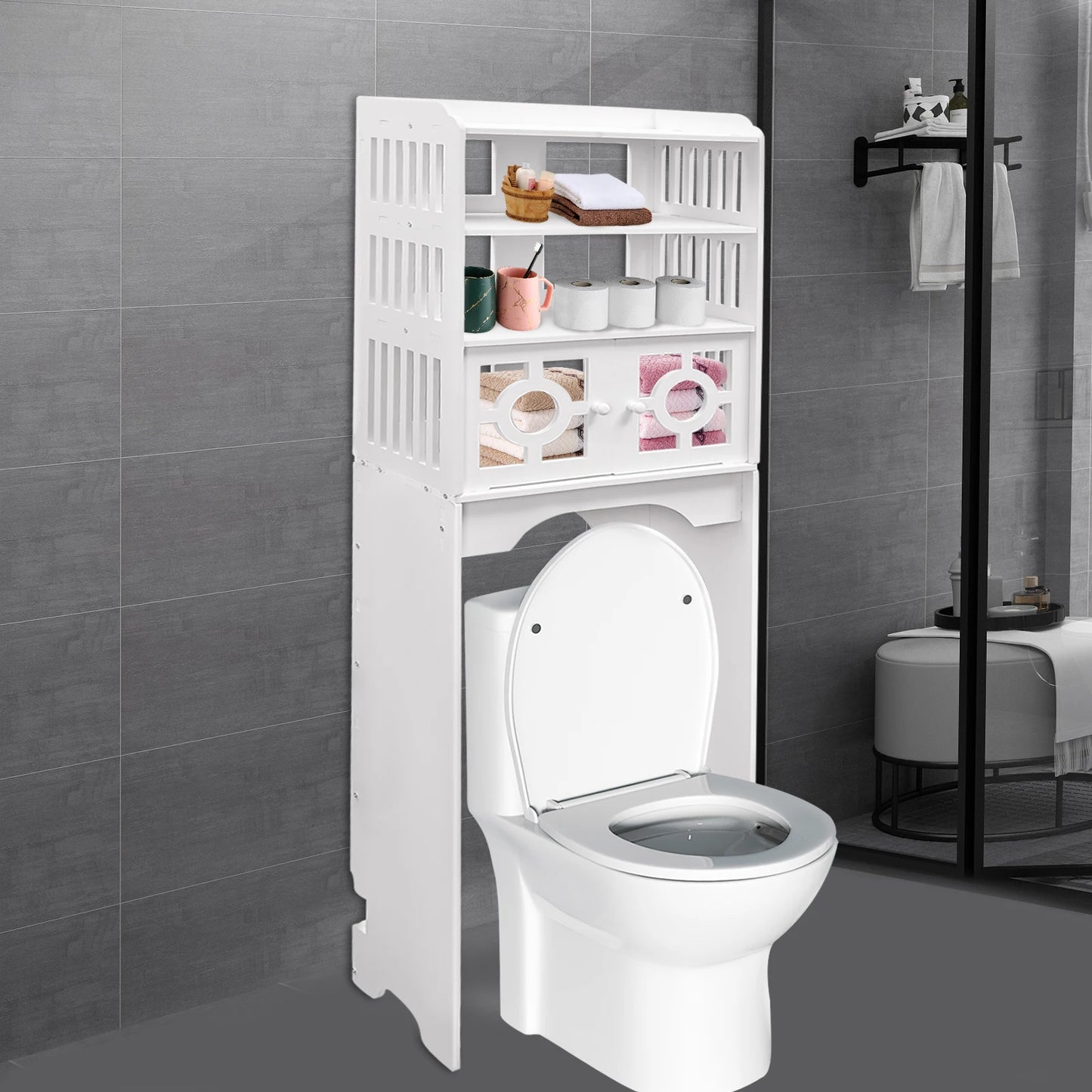 4 Tier Toilet Cabinet Space Saving Bathroom Organizer