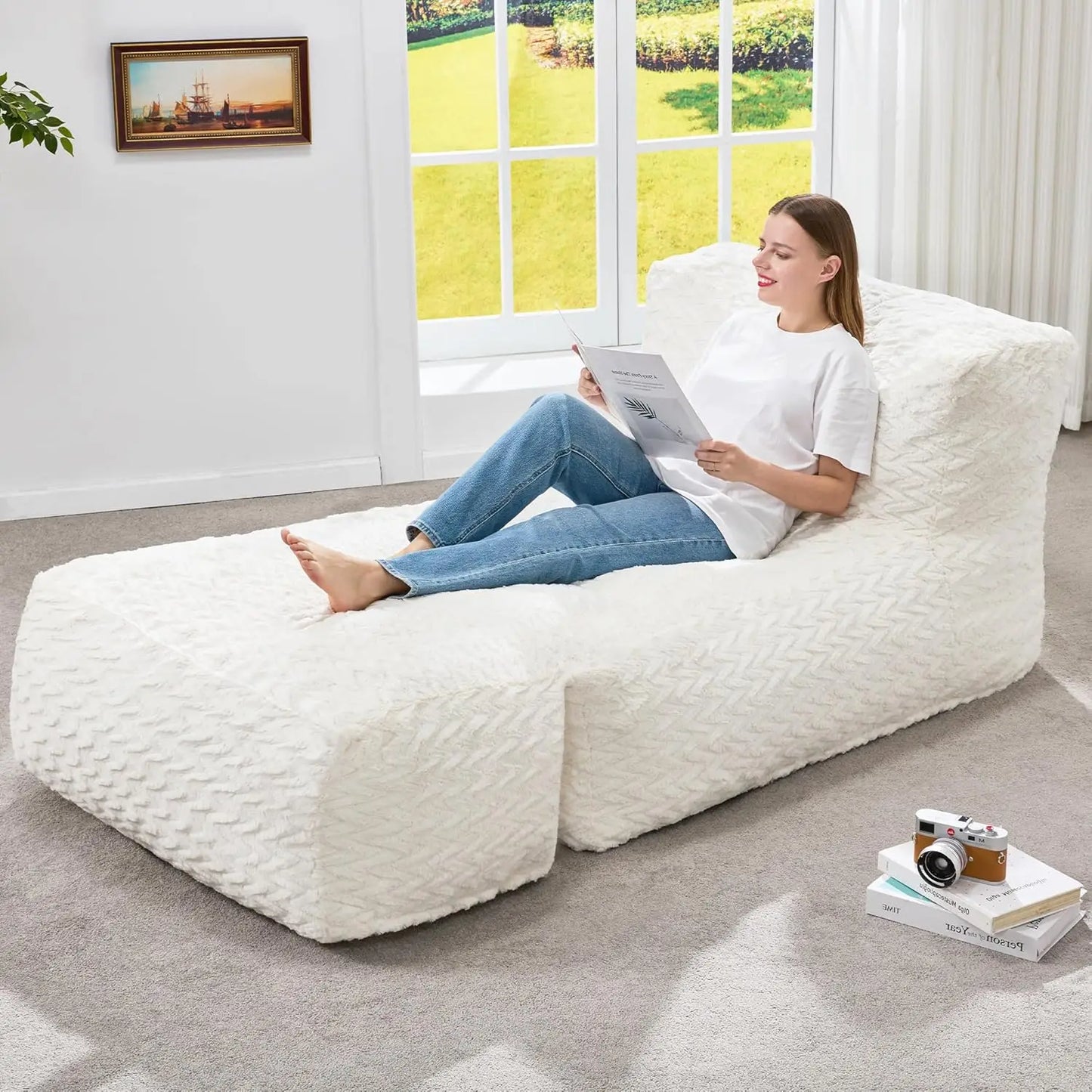 Bean Bag Lounger Chair With Memory Foam For Living Room