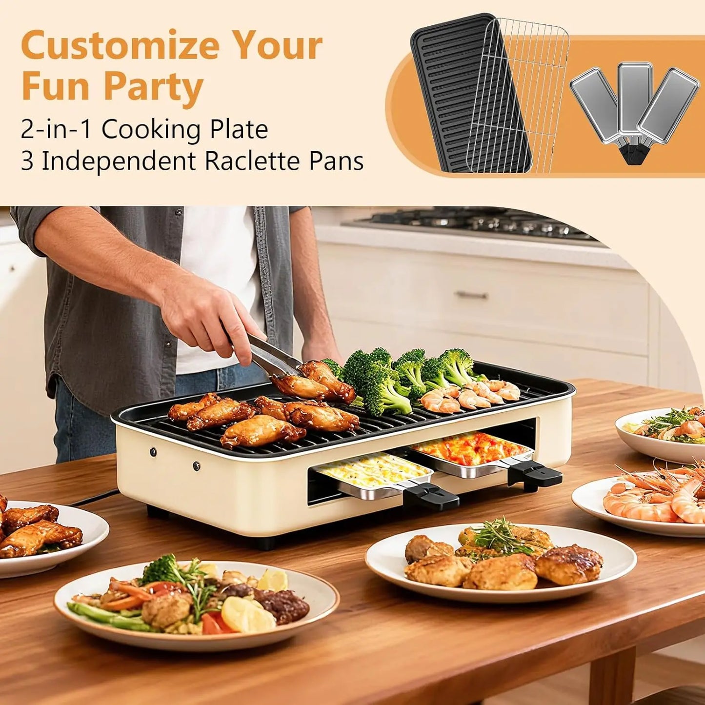 XMSJ 1500W Electric Indoor Grill With Nonstick Removable Grill Plate
