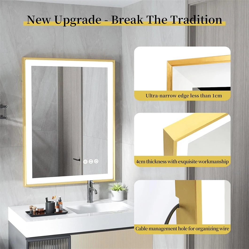 BORWART LED Bathroom Mirror With Anti Fog Dimmable Front Light