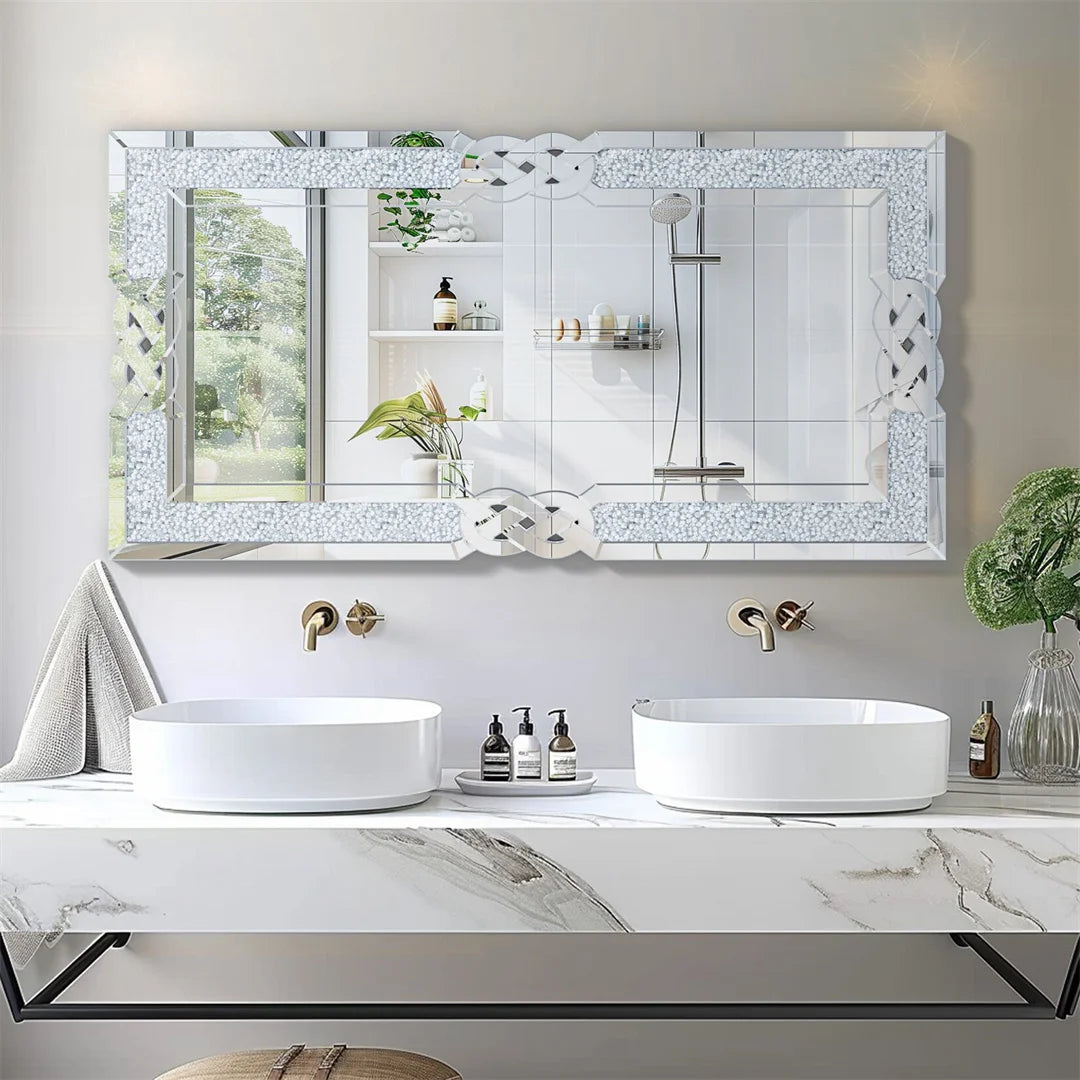 LUVODI Diamond Inlay Full Body Wall Mirror For Bathroom Vanity