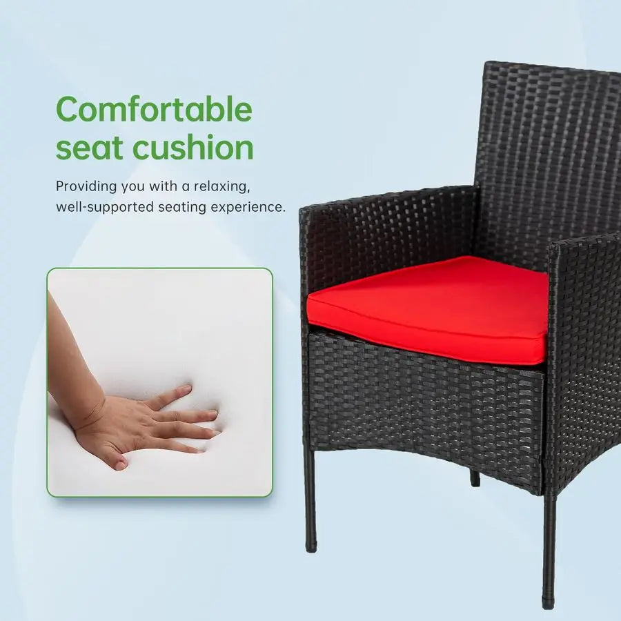Modular Patio Conversation Set Rattan Chairs With Glass Table Cushions