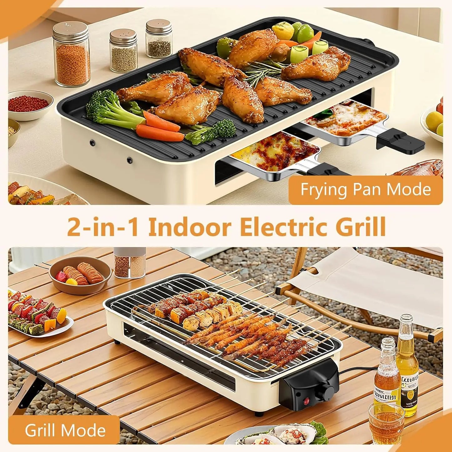 XMSJ 1500W Electric Indoor Grill With Nonstick Removable Grill Plate