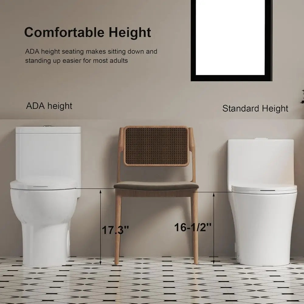 Dafify One Piece Toilet With Comfort Chair Seat ADA Height
