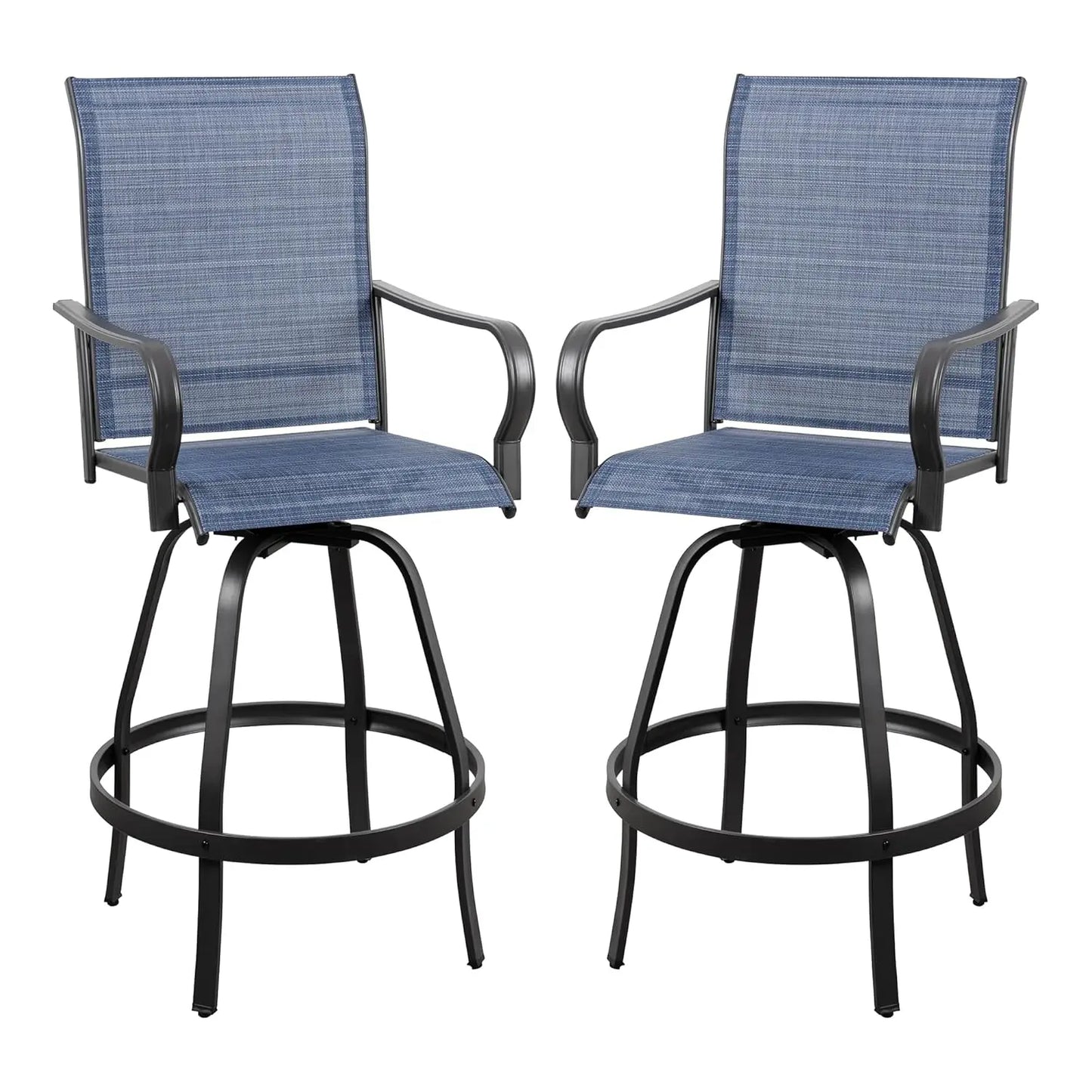 Outdoor Metal Patio Swivel Bar Chairs With 360 Degree Swivel