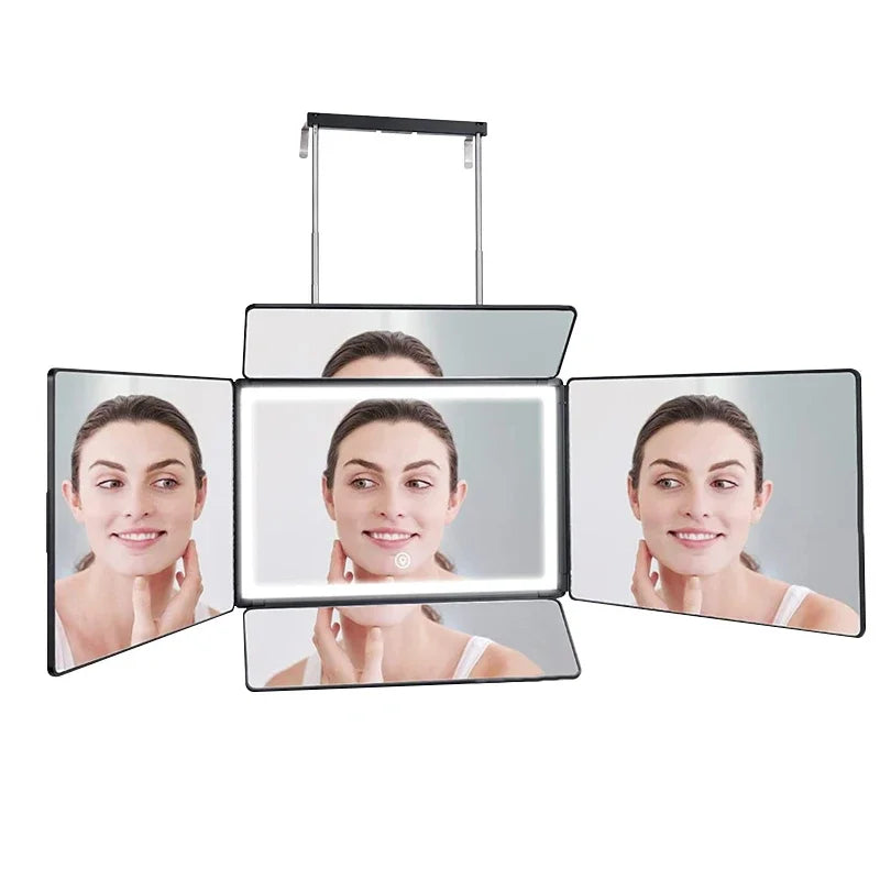 Self Haircut Mirror With LED Lights 360 Degree Rechargeable Adjustable