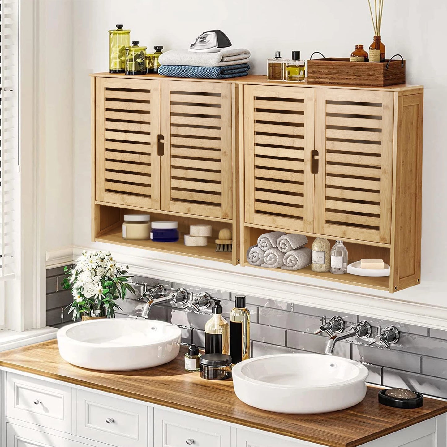 WisforFininsh Wall Mount Bathroom Cabinet With Adjustable Shelves