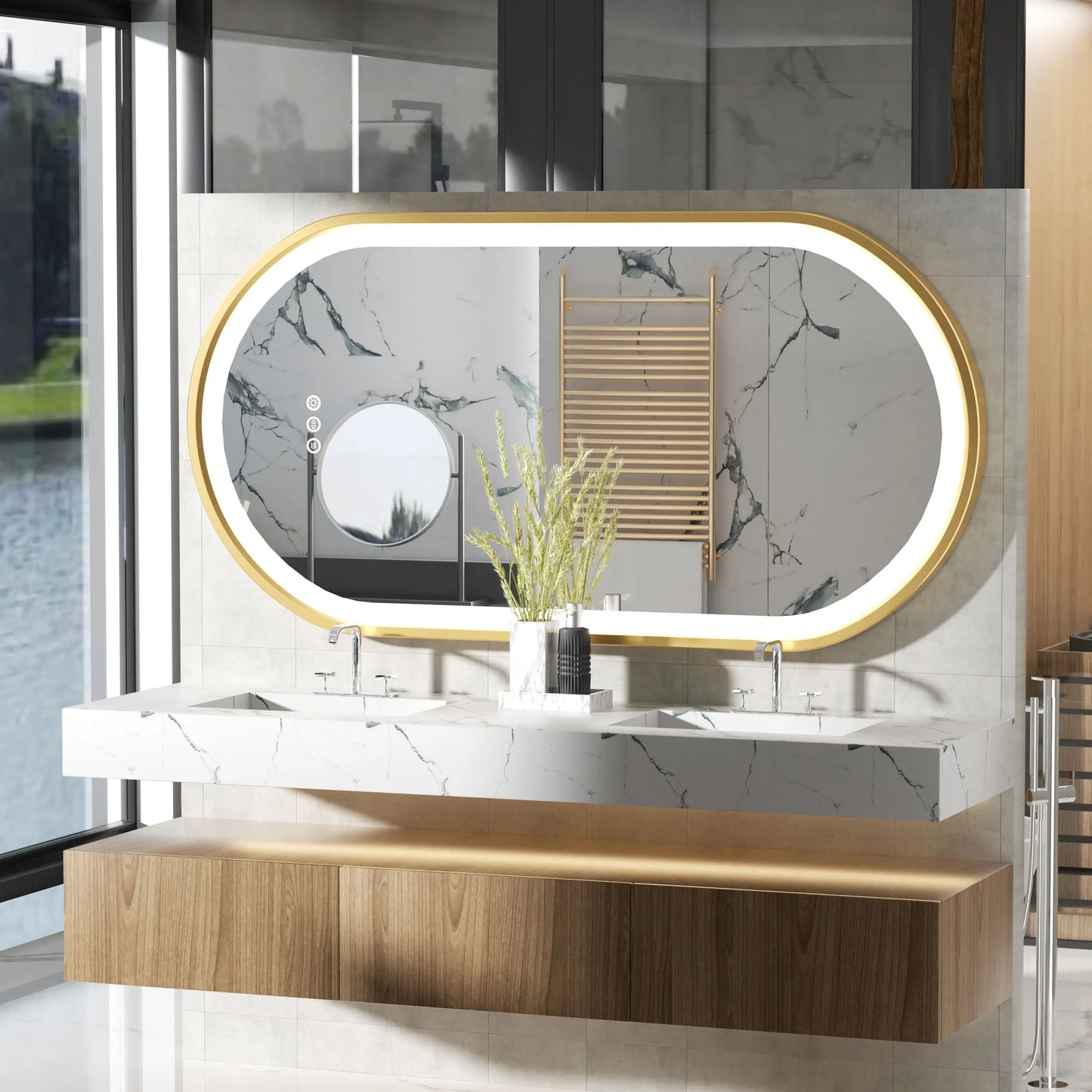 Wisfor LED Oval Bathroom Mirror with Dimmable Anti Fog Light