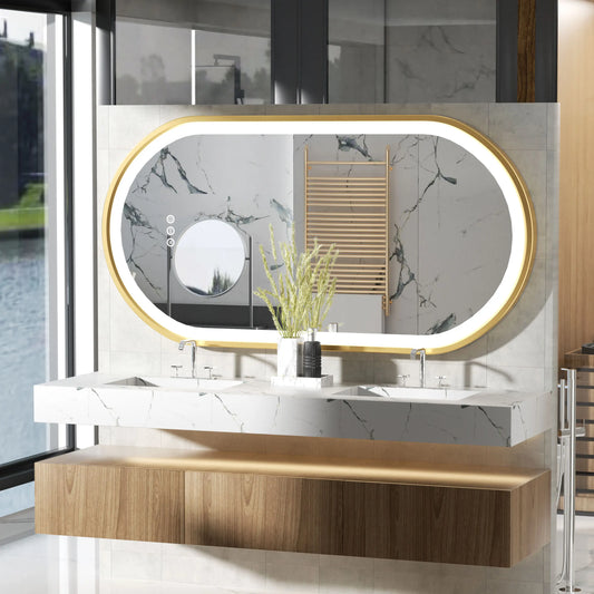 Wisfor LED Oval Bathroom Mirror with Dimmable Anti Fog Light