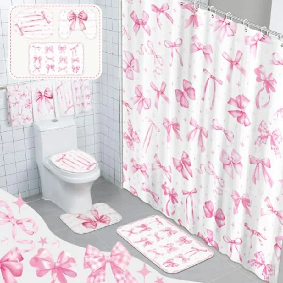 8 Piece Shower Curtain Set With Towels And Carpet Coquette