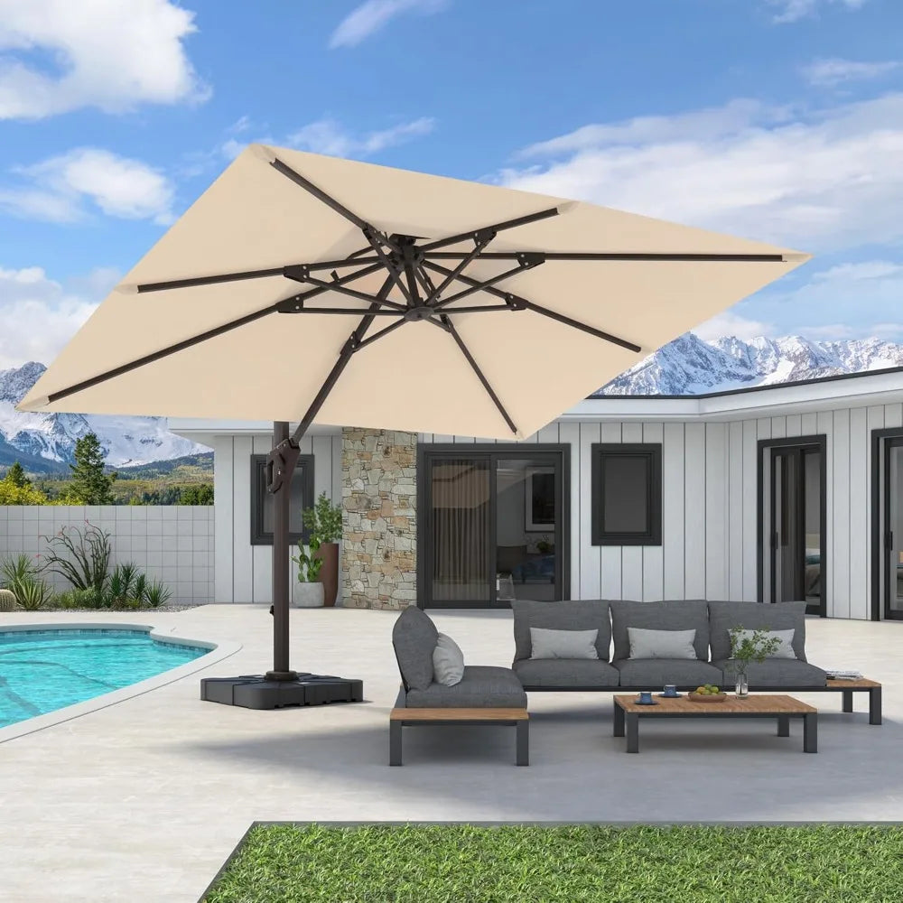 Cantilever Patio Umbrella 360 Rotation Rectangular Offset Heavy Duty Windproof