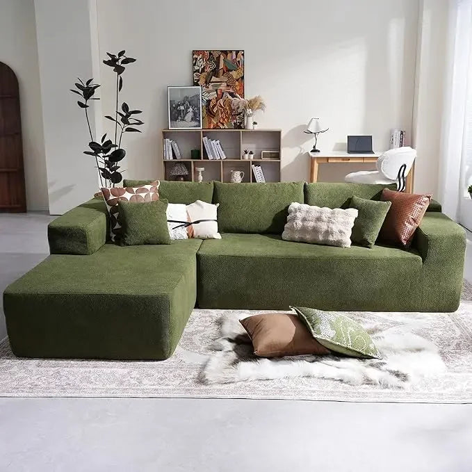 Contemporary Sectional Sofa With Chaise, Plush L-Shape Modular Couch