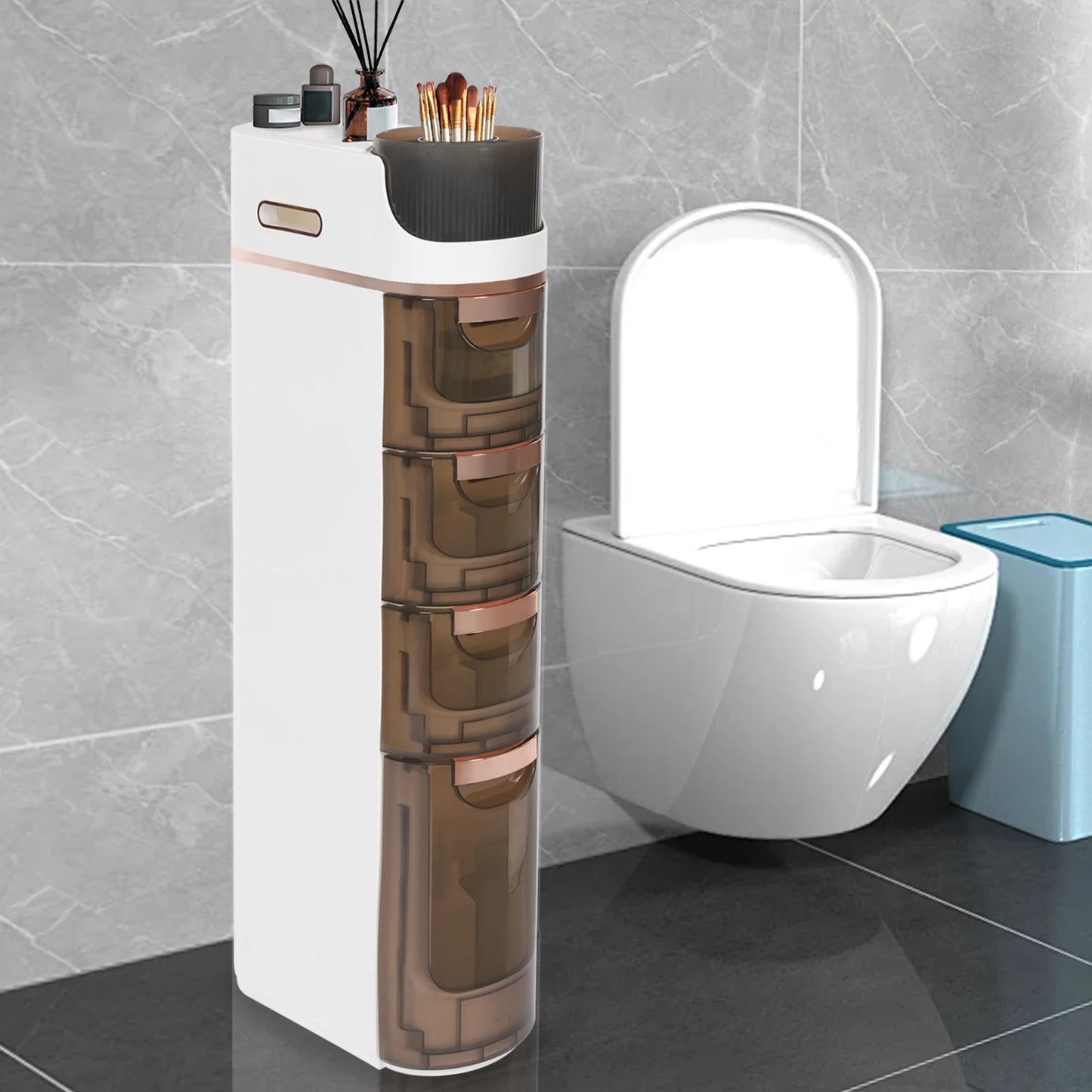 Bymaocar 4-Drawer Slim Bathroom Storage Cart Freestanding Organizer