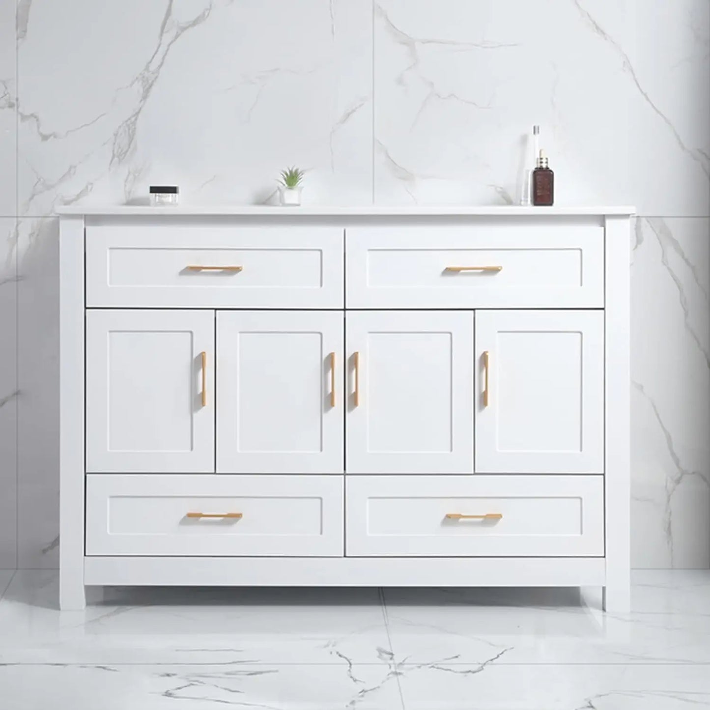 Modern Bathroom Vanity Cabinet With Ceramic Sink Soft Close Doors
