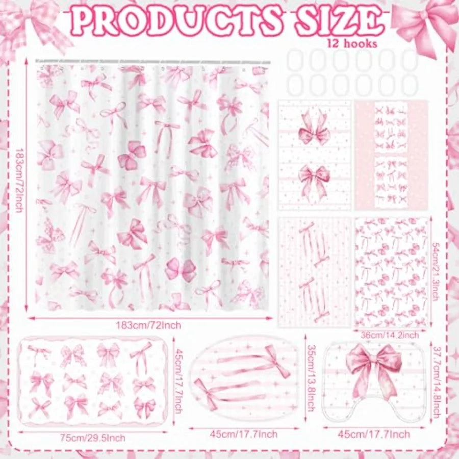 8 Piece Shower Curtain Set With Towels And Carpet Coquette