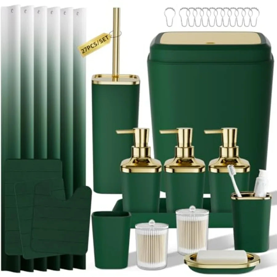 Bathroom Accessory Set 27Piece With Shower Curtain And Rugs