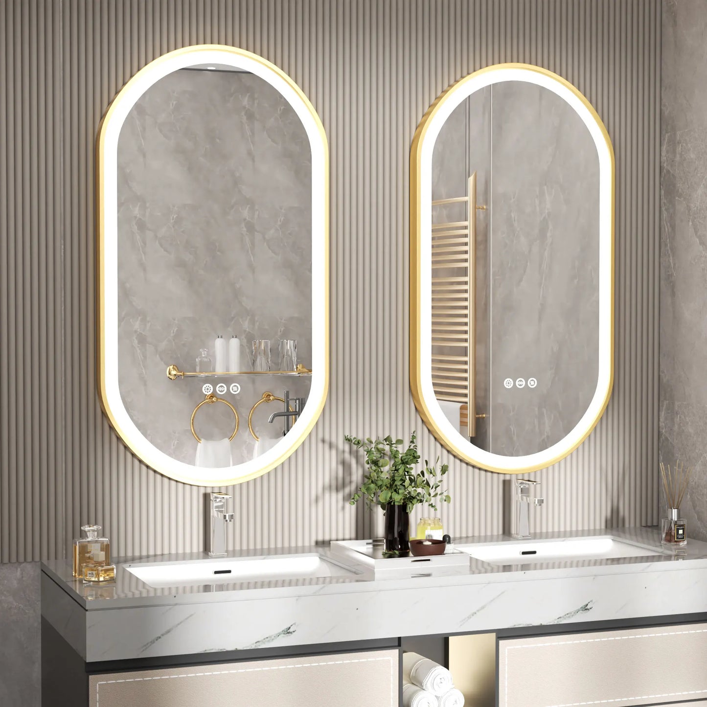 Wisfor LED Oval Bathroom Mirror with Dimmable Anti Fog Light