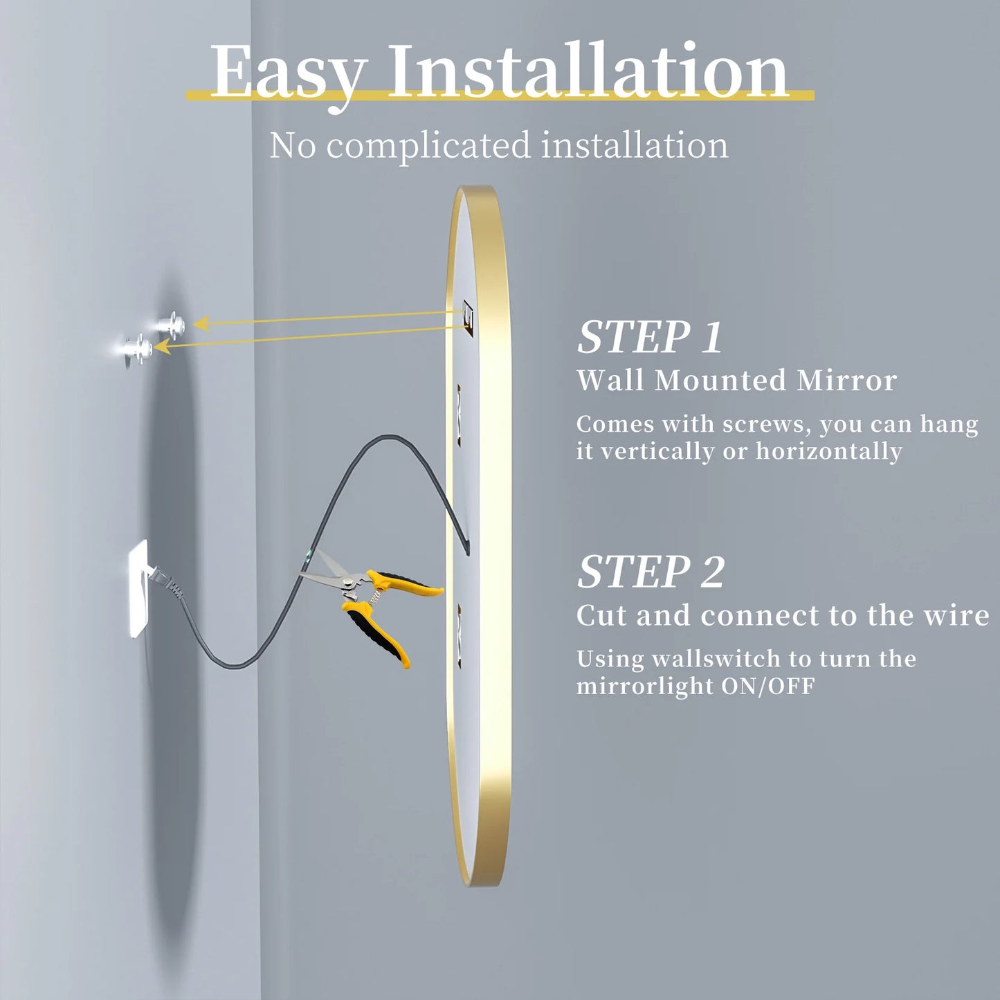 Wisfor LED Oval Bathroom Mirror with Dimmable Anti Fog Light