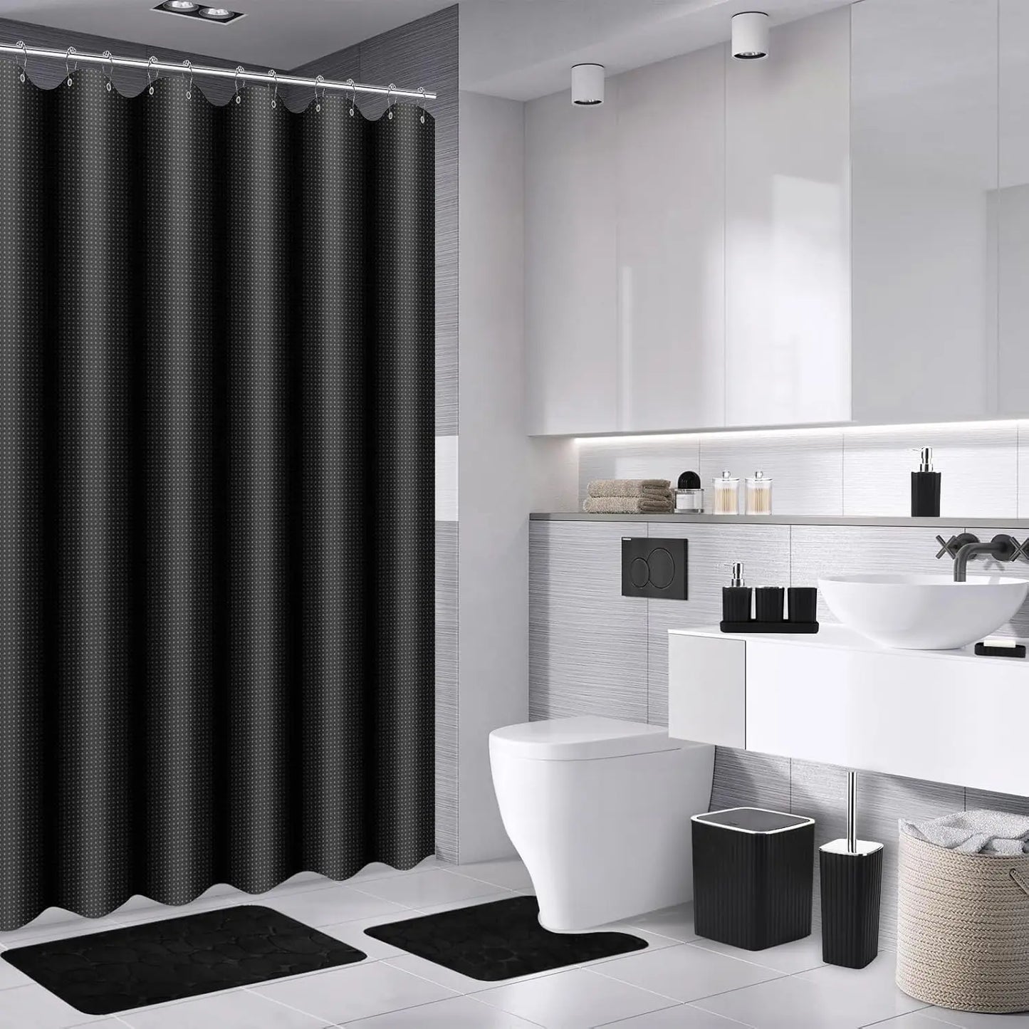 25 Piece Bathroom Set With Shower Curtain And Rugs Included