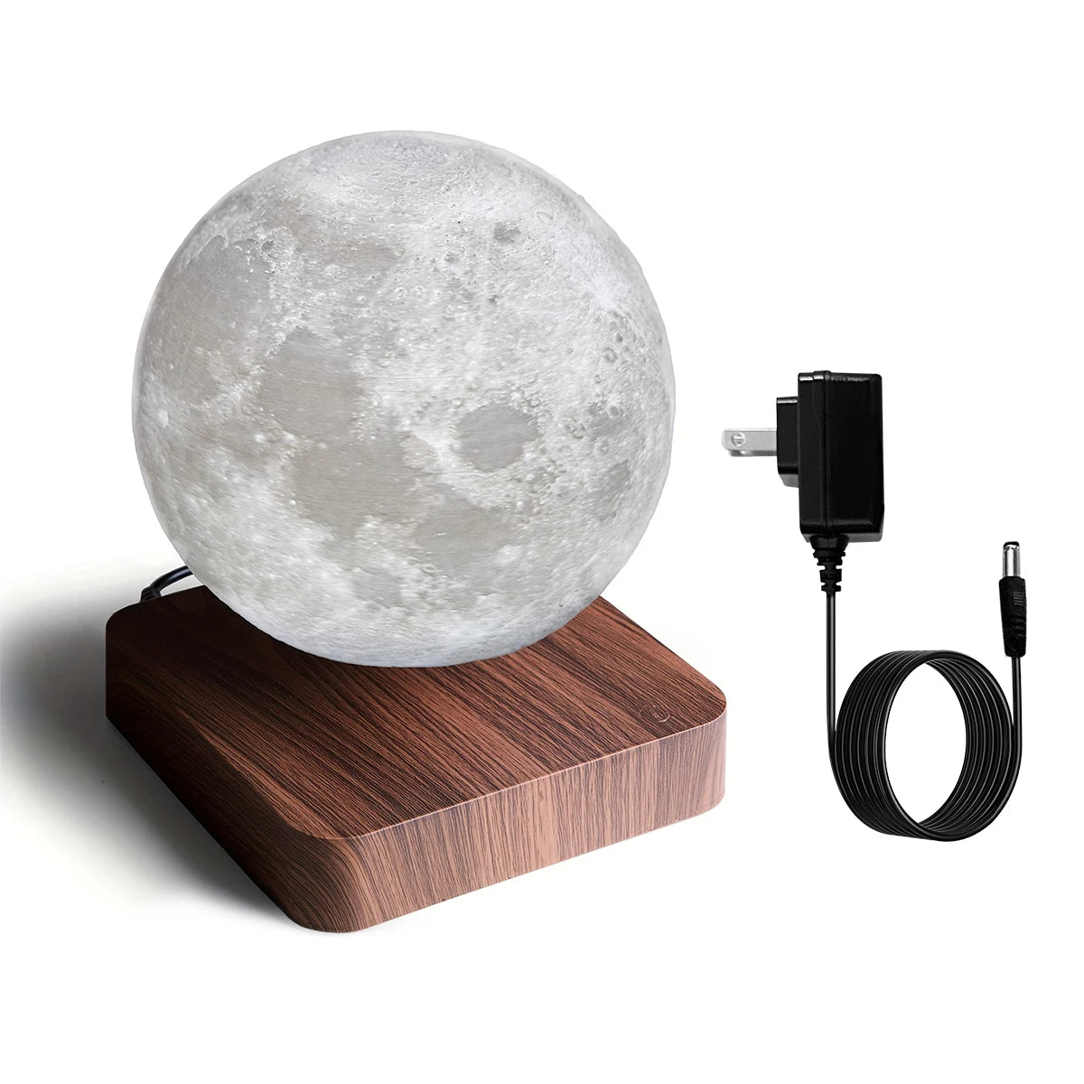 Mexllex Magnetic Floating Moon Lamp Wooden Base Three-Temperature LED
