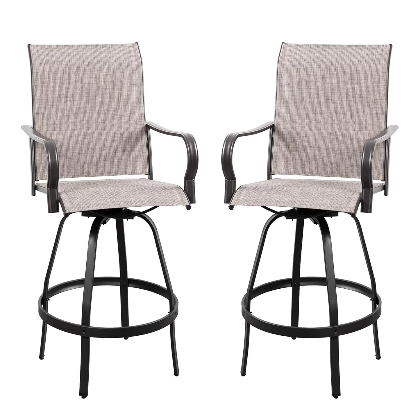 Outdoor Metal Patio Swivel Bar Chairs With 360 Degree Swivel
