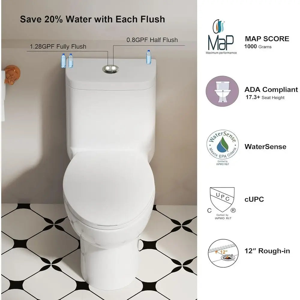 Dafify One Piece Toilet With Comfort Chair Seat ADA Height