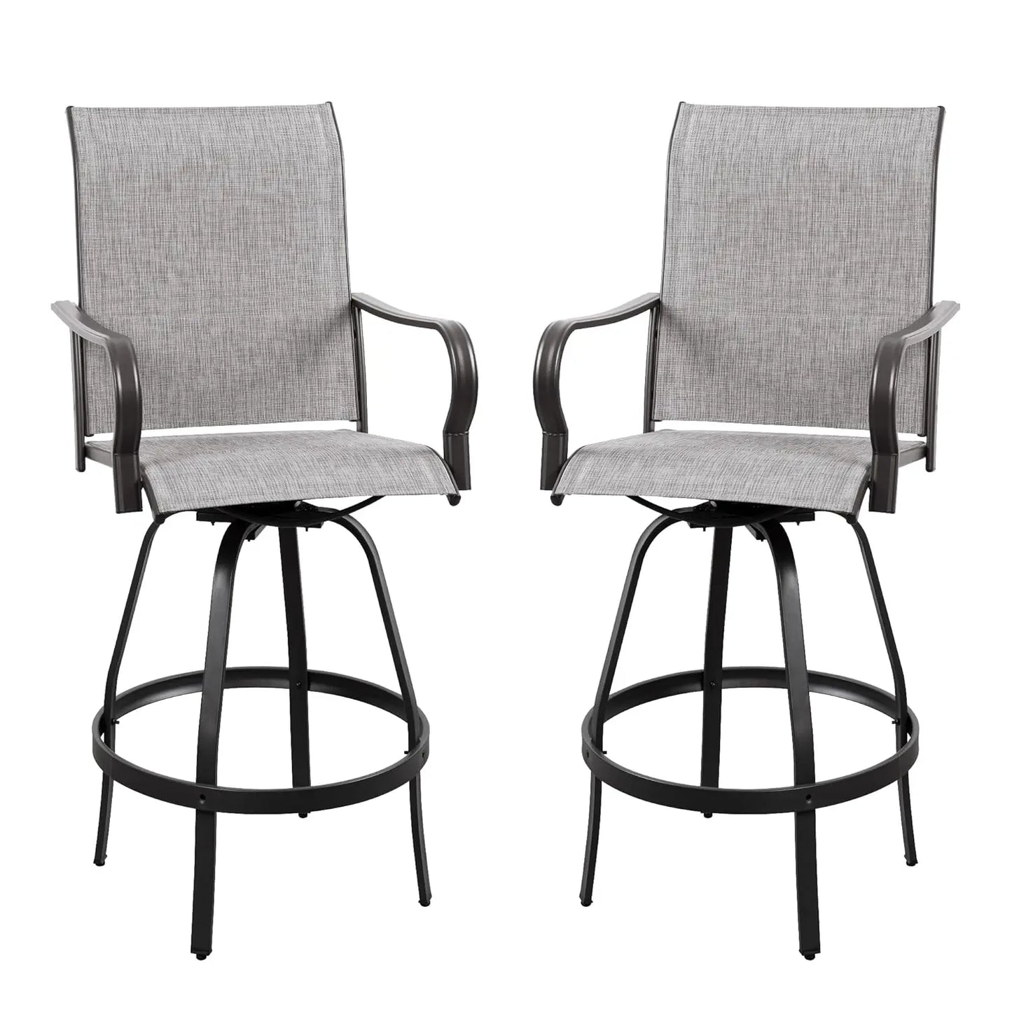 Outdoor Metal Patio Swivel Bar Chairs With 360 Degree Swivel