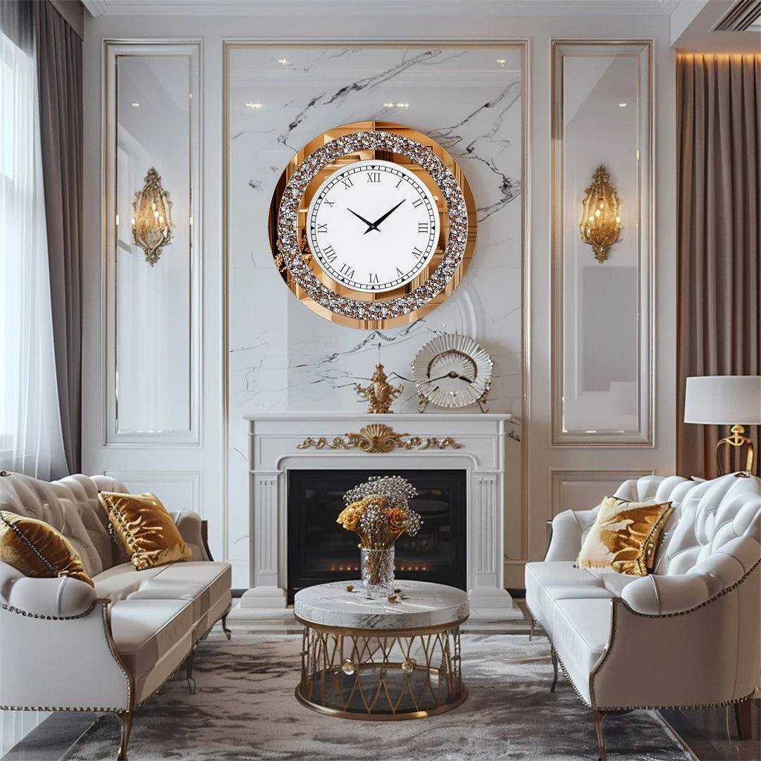 LUVODI Modern 3D Diamond Wall Clock Roman Numerals