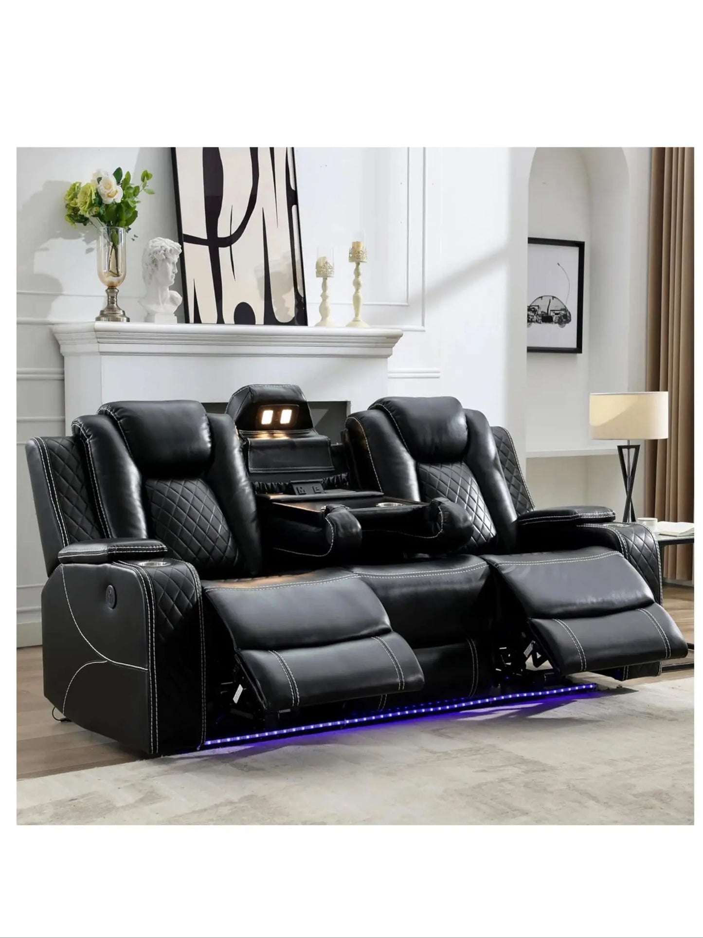 Todrani Power Reclining Sofa With USB TypeC Charger And LED