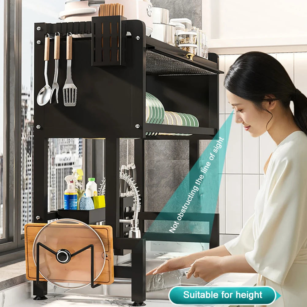 Shunmaii Kitchen Drain Shelf 3-Tier Over Sink Dish Rack Cover