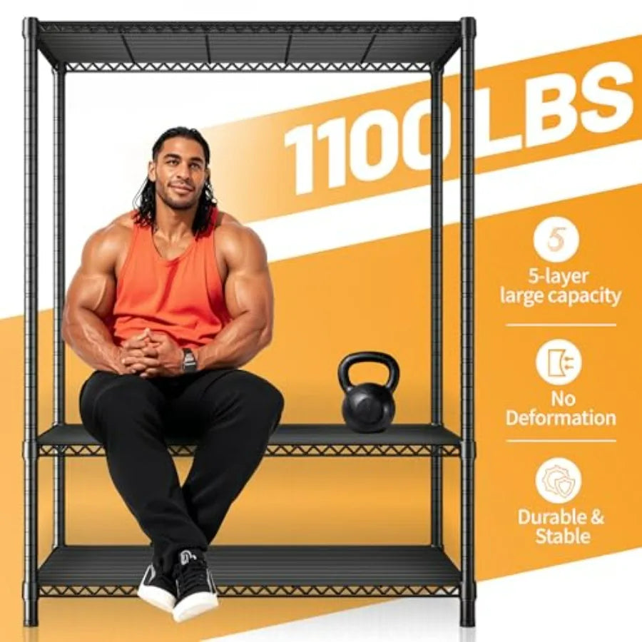 Five-Tier Heavy Duty Wire Shelving Unit for Garage Pantry