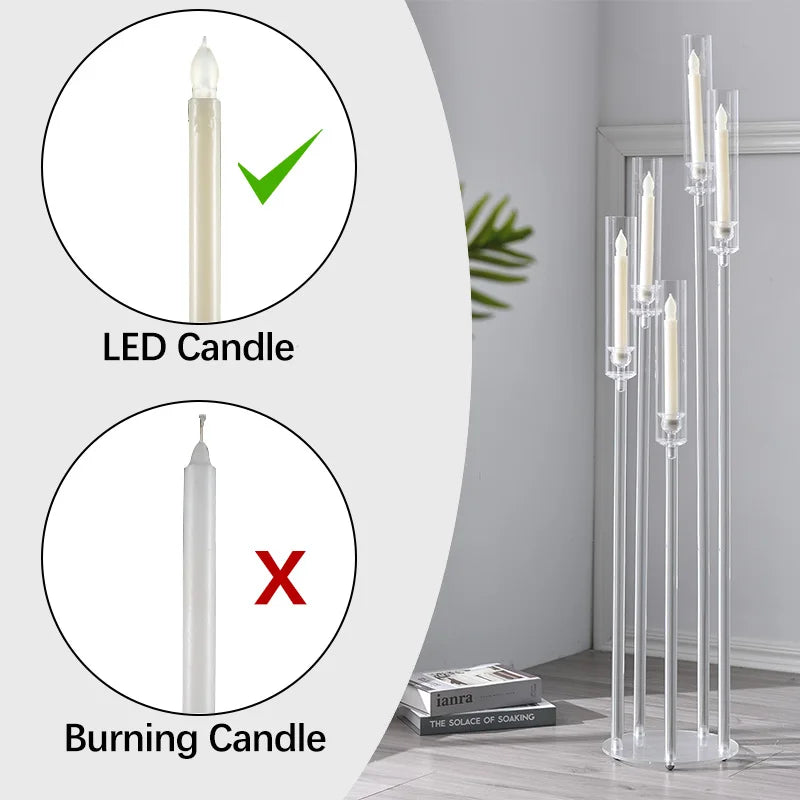 VINCIGANT 10 Pack Acrylic 5-Arm Candelabra Wedding Centerpiece