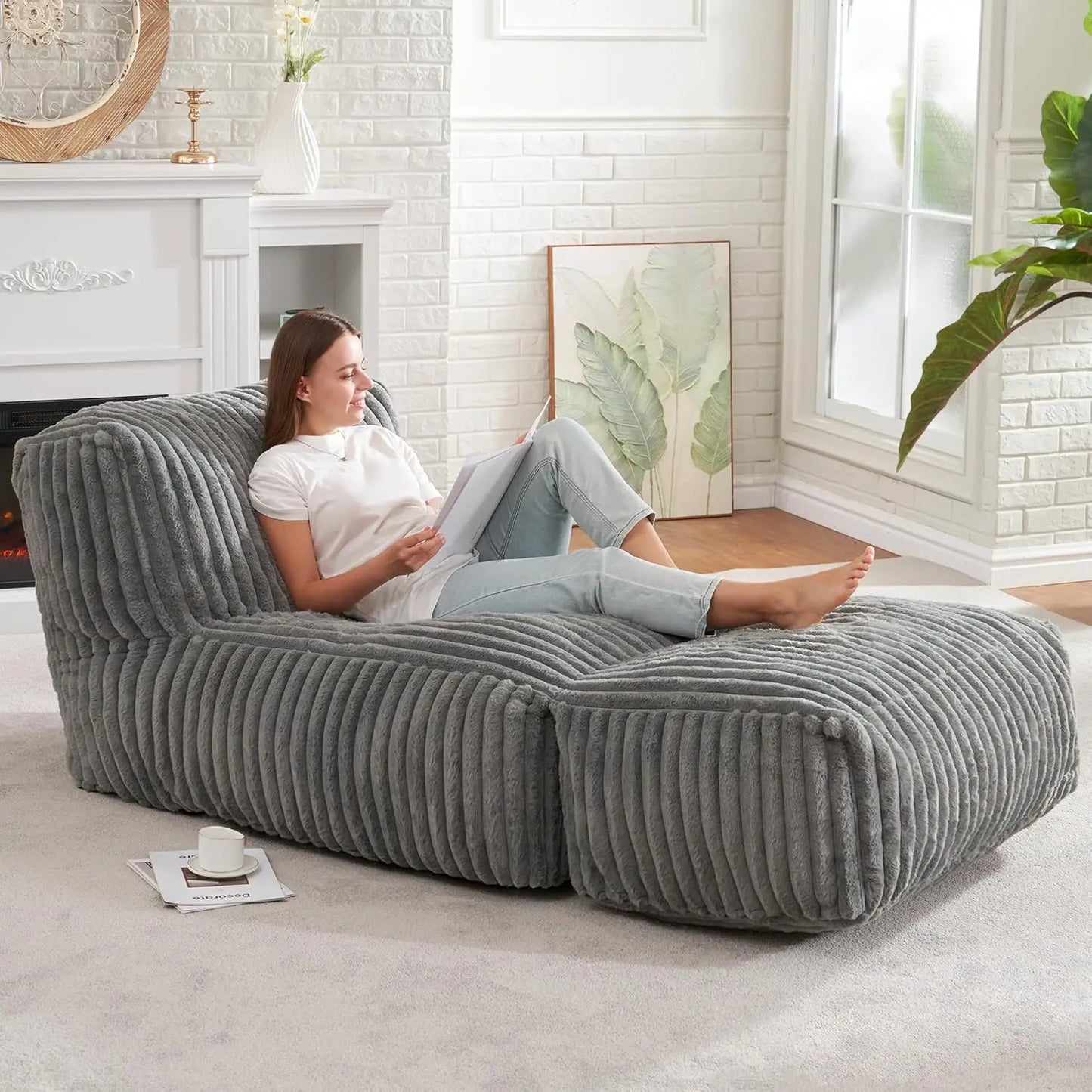 Bean Bag Lounger Chair With Memory Foam For Living Room