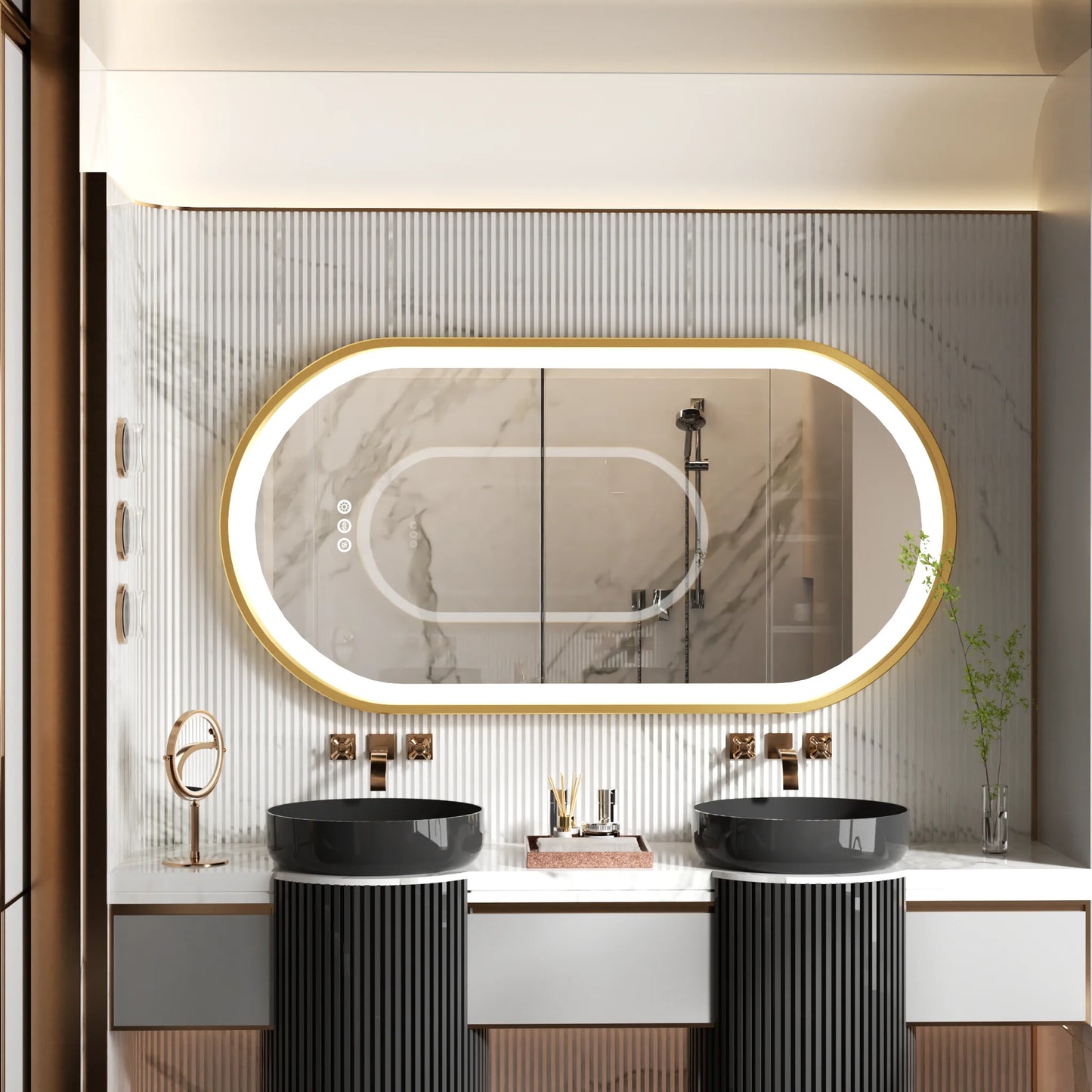 Wisfor LED Oval Bathroom Mirror with Dimmable Anti Fog Light