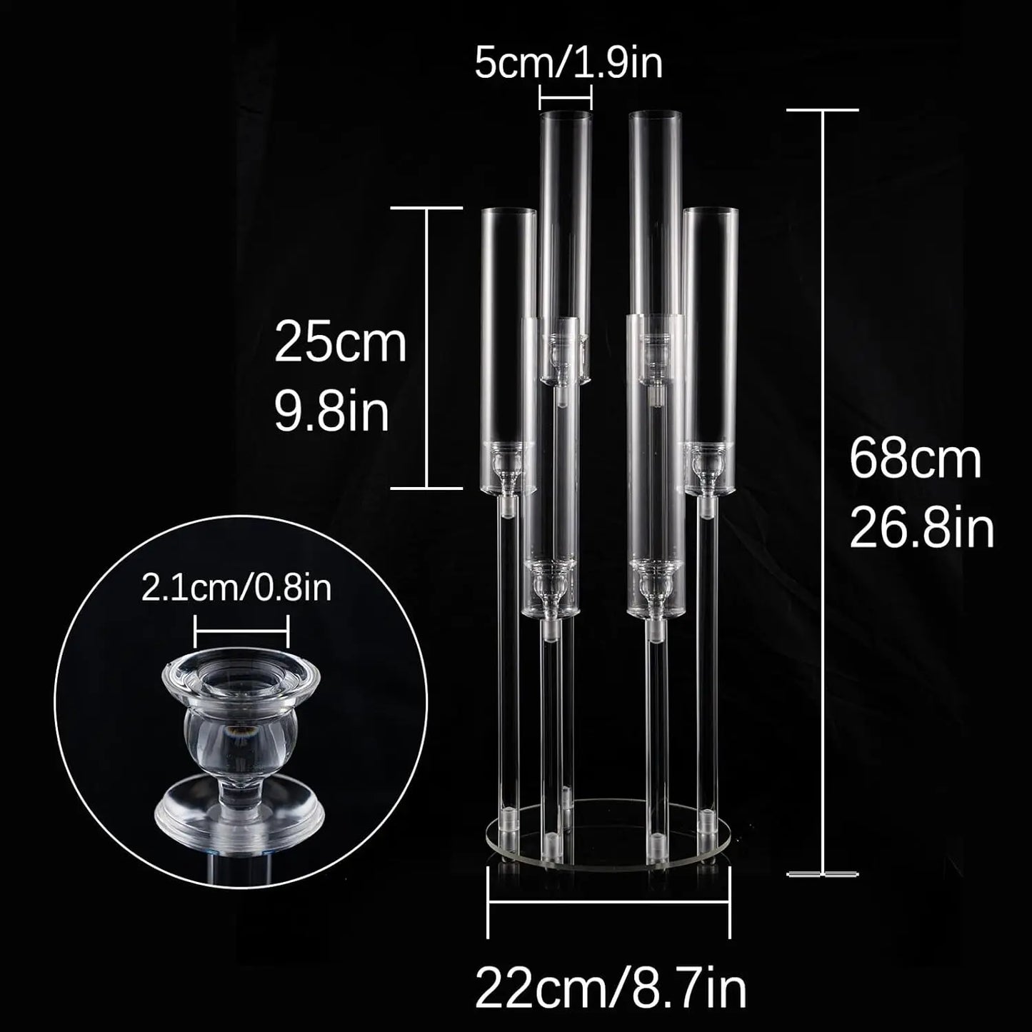 VINCIGANT 12-Piece 6-Arm Acrylic Candelabra Centerpieces