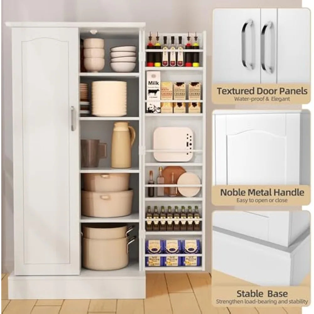 Kitchen Pantry Cabinet With Adjustable Shelves And Drawer