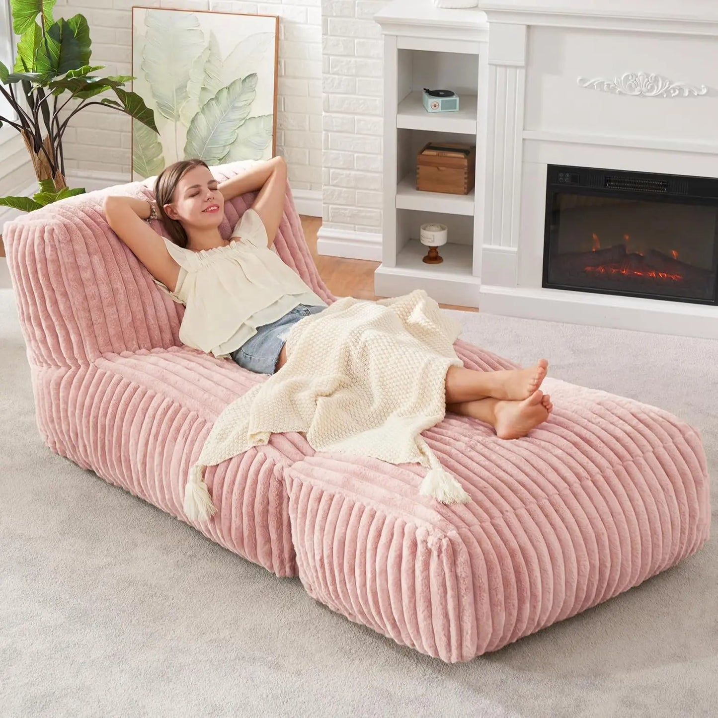 Bean Bag Lounger Chair With Memory Foam For Living Room