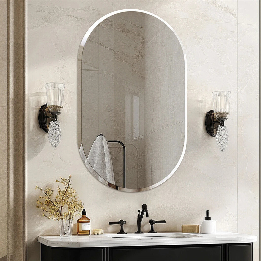 BORWART Frameless Oval Wall Mirror Living Room Bathroom Hallway