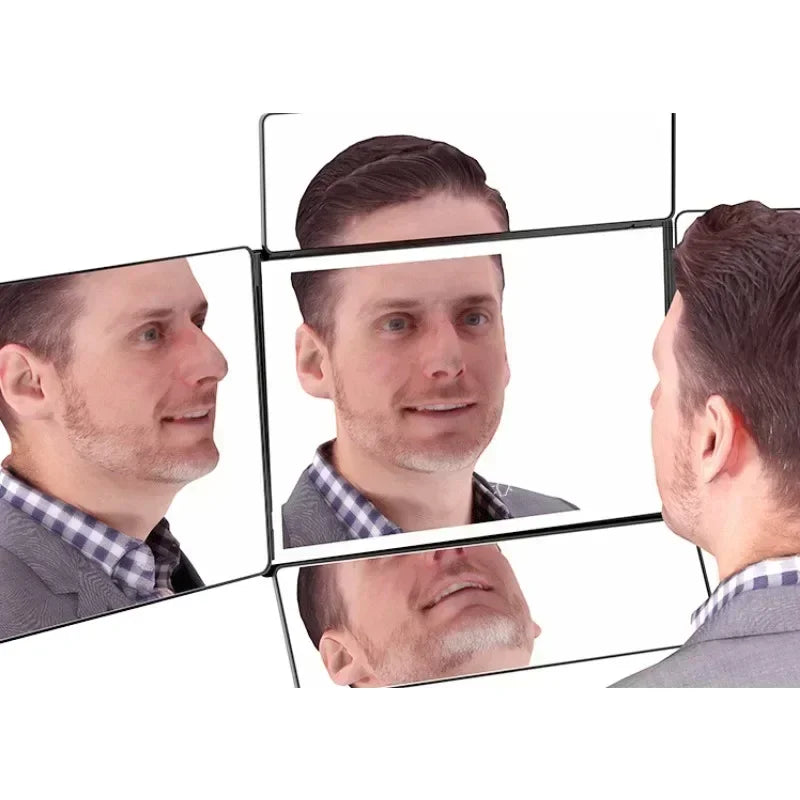Self Haircut Mirror With LED Lights 360 Degree Rechargeable Adjustable