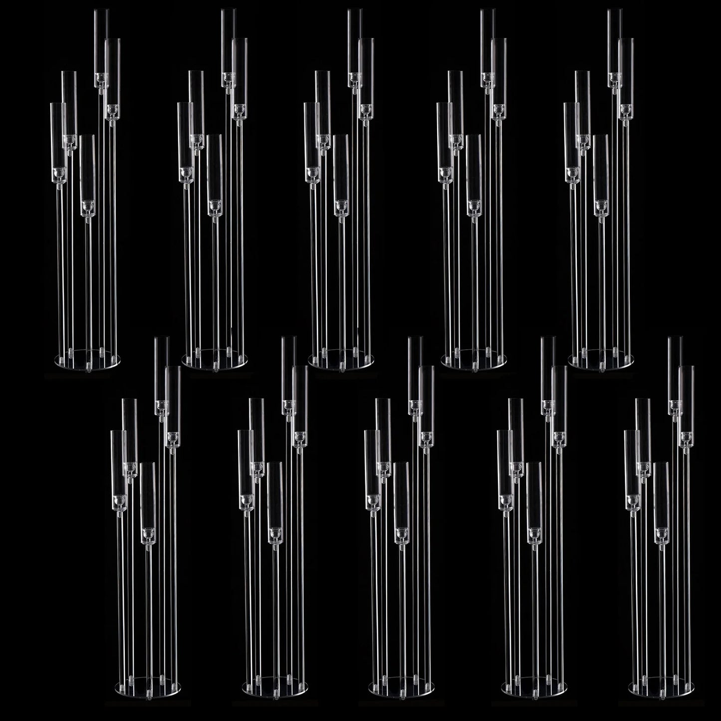 VINCIGANT 10 Pack Acrylic 5-Arm Candelabra Wedding Centerpiece