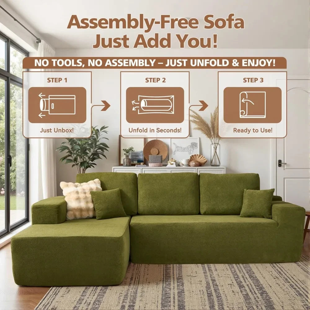Contemporary Sectional Sofa With Chaise, Plush L-Shape Modular Couch