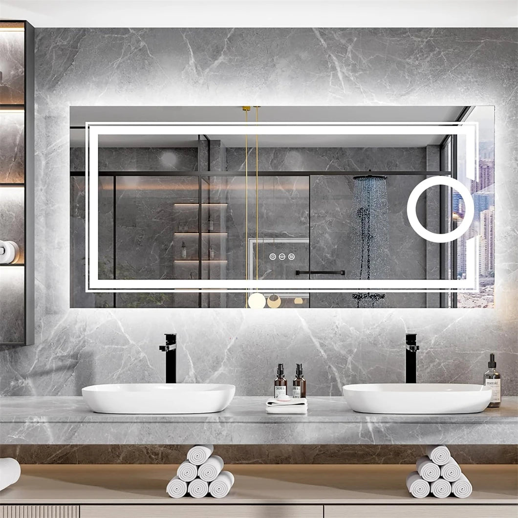 Borwart LED Magnifying Bathroom Mirror With Smart Touch Backlit Demisting