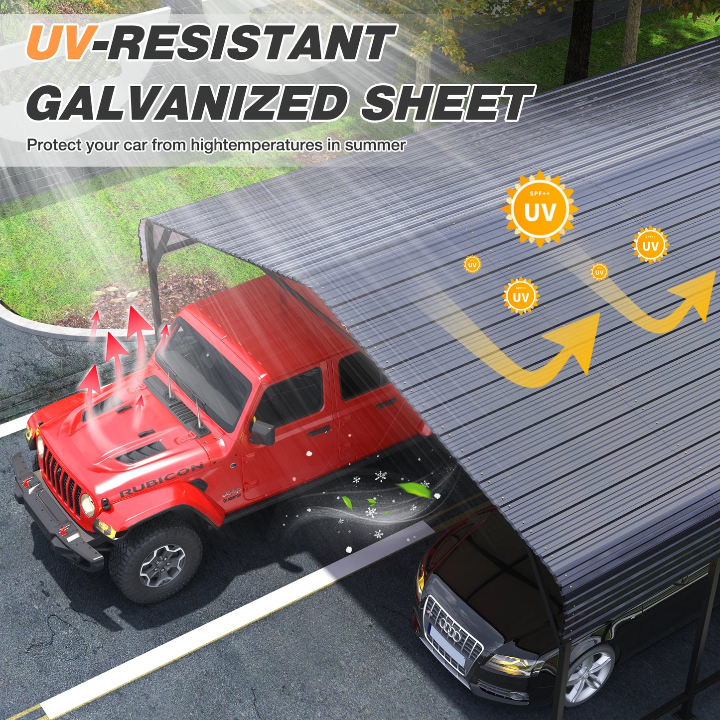 VIWAT Heavy Duty Metal Carport Shelter Outdoor Garage